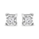 .925 Sterling Silver 1/2 Cttw Miracle Set Princess-cut Diamond Solitaire Stud Earrings (I-J Color, SI1-SI2 Clarity)
