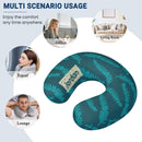 Personalized Fern Leaf Travel Neck Pillow with Name | Deep Teal Fern Frond Print | Memory Foam | Botanical Gift