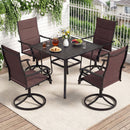 Padded Patio Swivel Chairs Set of 2 Ergonomic Outdoor Dining Chairs with Breathable Fabric