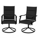 Padded Patio Swivel Chairs Set of 2 Ergonomic Outdoor Dining Chairs with Breathable Fabric
