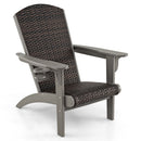 Patio Adirondack Chair with Rattan Padded Seat and Hidden Cupholder