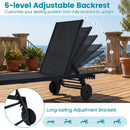 Patio Chaise Lounge Chair with Wheels and 6