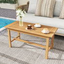 Patio Coffee Table 36 Inch Rectangular Outside Side Table with Slatted Tabletop