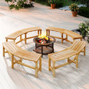 Patio Curved Bench Solid Wood Fire Pit Bench Outdoor Backless Loveseat