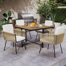 Patio Dining Chairs Set of 4 Bistro Well-Woven Rattan Chairs-White