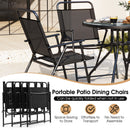 6 Pieces Patio Dining Set Folding Chairs Glass Table Tilt Umbrella for Garden