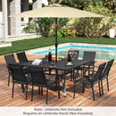 Patio Dining Table for 8 with Umbrella Hole for Porch Lawn