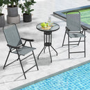 Patio Folding Bar Stool Set of 2 with Metal Frame and Footrest