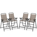 Patio Folding Bar Stool Set of 4 with Metal Frame and Footrest