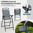 Patio Folding Bar Stool Set of 4 with Metal Frame and Footrest