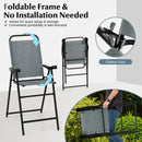 Patio Folding Bar Stool Set of 4 with Metal Frame and Footrest