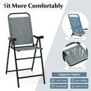 Patio Folding Bar Stool Set of 4 with Metal Frame and Footrest