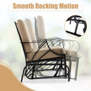 Patio Glider Rocking Chair with Thick Cushion and Curved Armrest