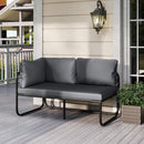 Patio Loveseat Sofa Couch with Removable Pillows and Seat Cushion-Gray