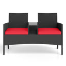 Patio Loveseat with Built-in Table for Backyard Porch