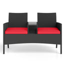 Patio Loveseat with Built-in Table for Backyard Porch