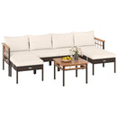 Patio Rattan Chairs with Ottomans and Side Table for Backyard-White