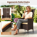 Patio Rattan Chairs Set of 2 Outdoor Wicker Dining Chairs with High Backrest-Beige
