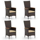Patio Rattan Chairs Set of 4 Outdoor Wicker Dining Chairs with High Backrest-Beige