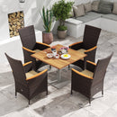 Patio Rattan Chairs Set of 4 Outdoor Wicker Dining Chairs with High Backrest-Beige
