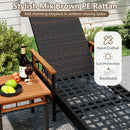 Patio Rattan Chaise Lounge with Side Table and Adjustable Backrest-Beige