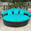 Patio Round Daybed Rattan Furniture Sets with Canopy