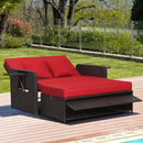 Patio Rattan Daybed with 4-Level Adjustable Backrest