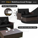 Outdoor Rattan Daybed with 4-Position Adjustable Backrest