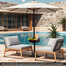 Patio Umbrella Table Tray Adjustable with Storage and Umbrella Poles-Black