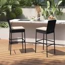 Patio Wicker Barstools with Footrest and Backrest Set of 4
