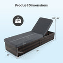 Patio Wicker Lounge Chair with 4-level Backrest and Long Seat Cushion-Brown