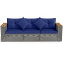 Patio Wicker Sectional Furniture Set with 1 Armless and 2 Corner Sofas for Garden