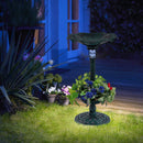 Pedestal Birdbath and Feeder with Solar Light - Lotus Leaf