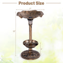 Pedestal Birdbath and Feeder with Solar Light - Lotus Leaf