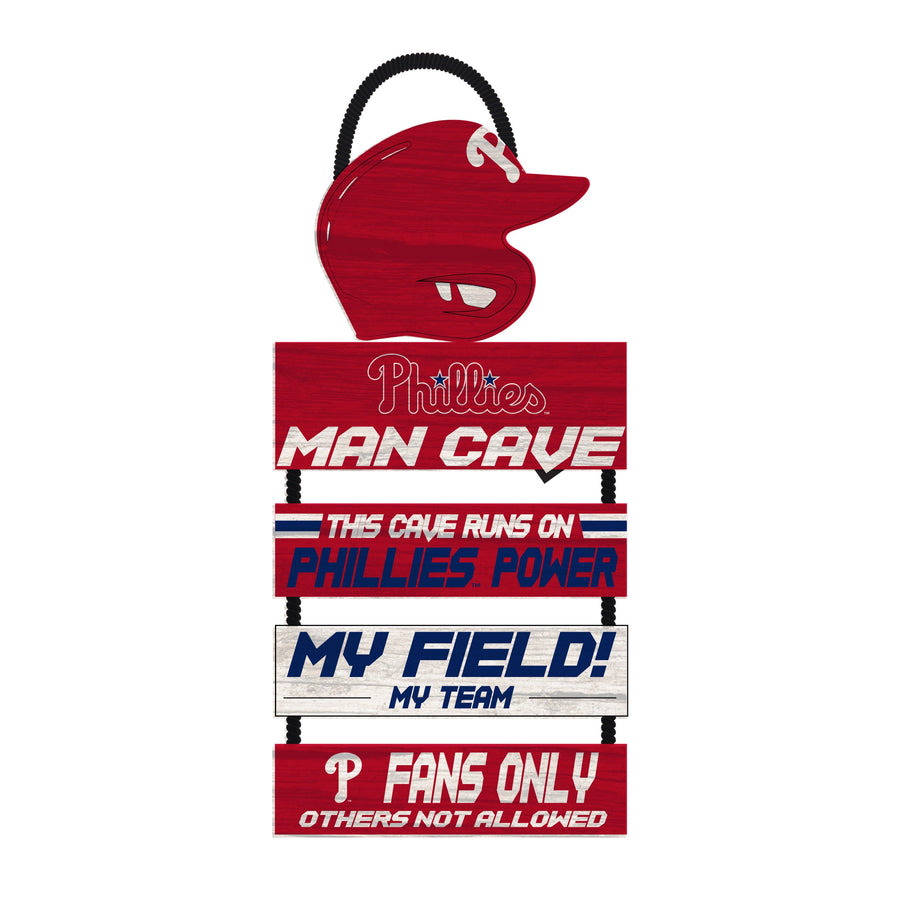 Philadelphia Phillies Wooden Helmet Man Cave Dangle Sign