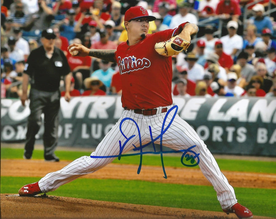 Vincent Velasquez Pitching Autographed Philadelphia Phillies 16