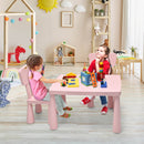 3 Pieces Toddler Multi Activity Play Dining Study Kids Table and Chair Set-Pink