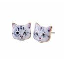 Plaintive Cat Face Stud Earrings