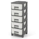 Plastic Storage Organizer with Handles and Compact Drawer Cabinet Side Table for Bedroom