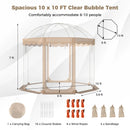 Pop Up Bubble Tent 10x10 FT for 8-10 People Weatherproof Pod with 540° Panoramic Clear PVC