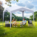 Pop up Canopy Tent with Portable Wheeled Bag 8 Stakes 4 Wind Ropes-White