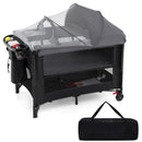 Foldable Baby Bassinet with 4 Adjustable Heights Changing Table and Mattress