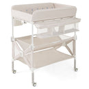 Portable Baby Changing Table with Wheels and Large Storage Rack