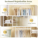 Portable Closet with Pants Hangers and 2 Hanging Rods and 4 Storage Shelves