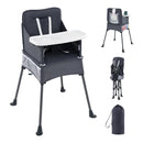 Portable High Chair for Travel Foldable with Adjustable Tray and Mesh Pockets-Gray
