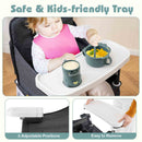 Portable High Chair for Travel Foldable with Adjustable Tray and Mesh Pockets-Gray