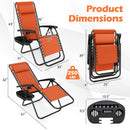 Zero Gravity Lounge Chairs Set of 2 with Cup Holders