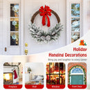 Pre-lit Snow Flocked Artificial Christmas Wreath with 8 Pine Cones and 35 LED Lights