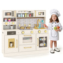 Pretend Toy Kitchen Set with Stoves and Water Dispenser-Beige