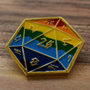 Pride and Gold Rainbow D20 Pin (Large)